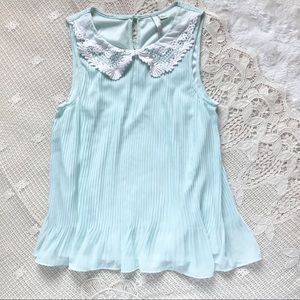 {LC Lauren Conrad} Mint Accordion Blouse